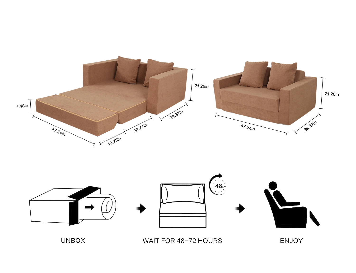 Folding Compressible Sofa view 30