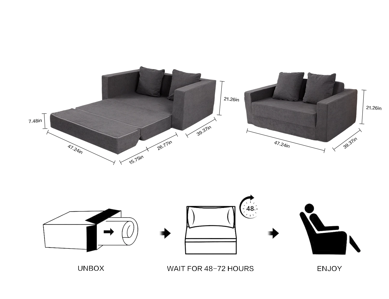 Folding Compressible Sofa view 43