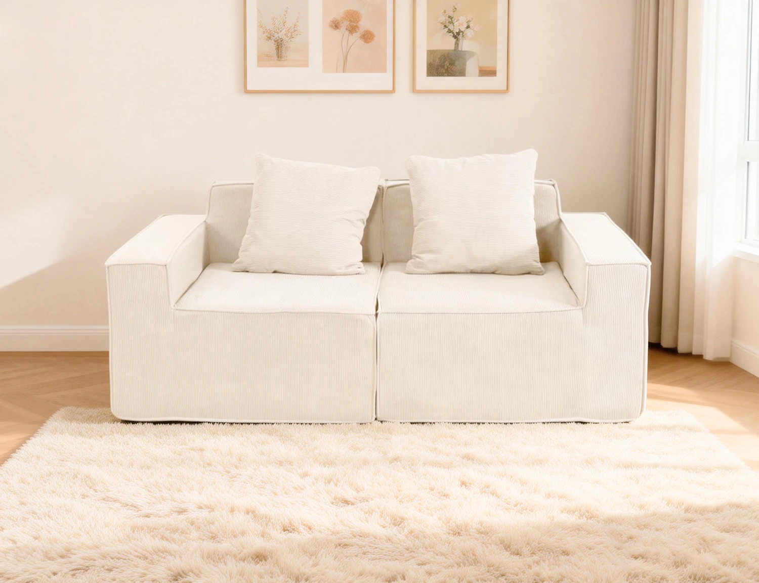 Cord-Fabric Compressible Sofa view 10