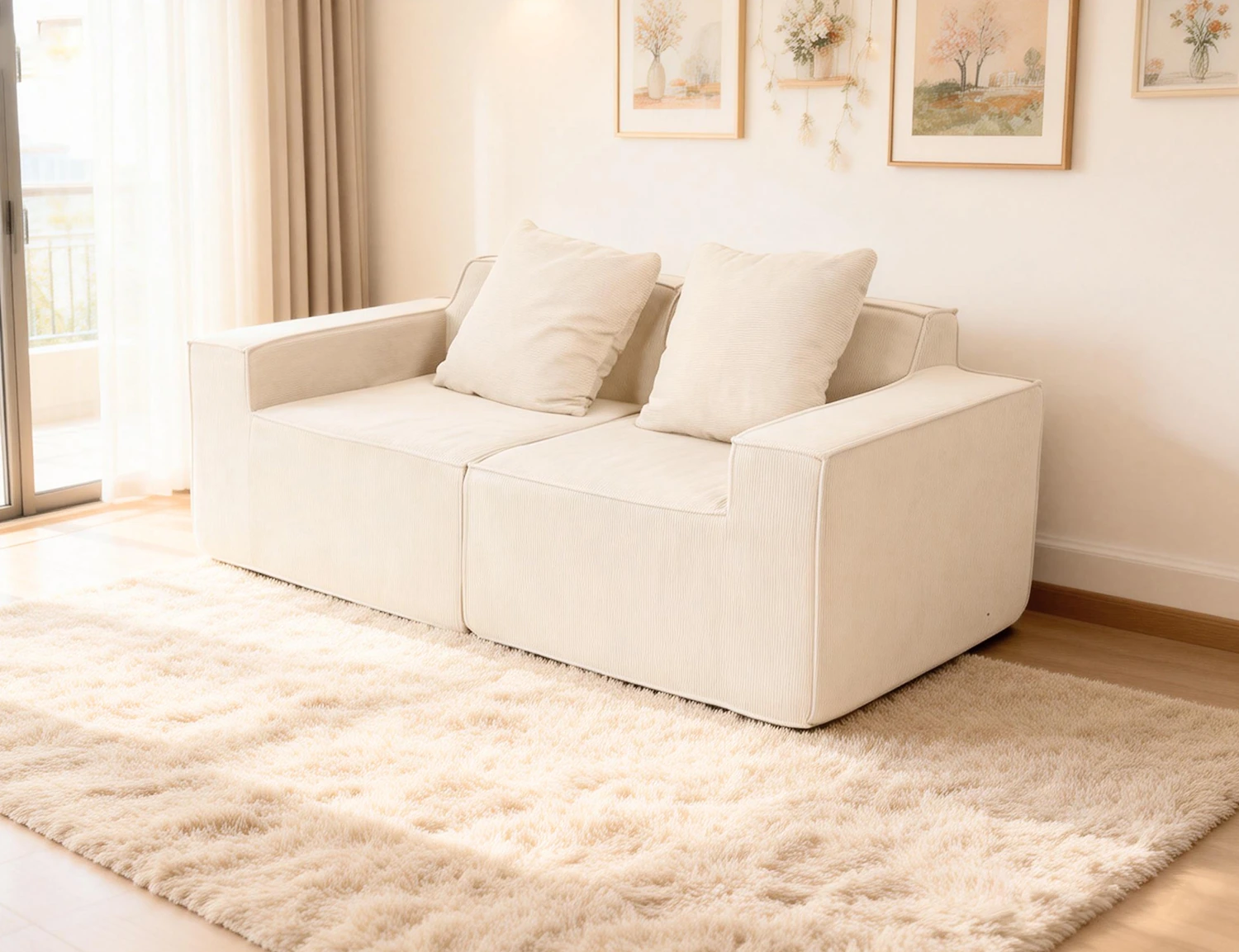 Cord-Fabric Compressible Sofa view 11