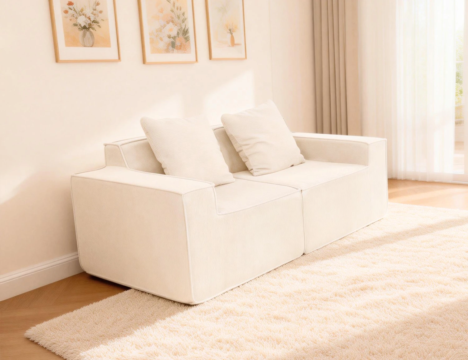 Cord-Fabric Compressible Sofa view 12