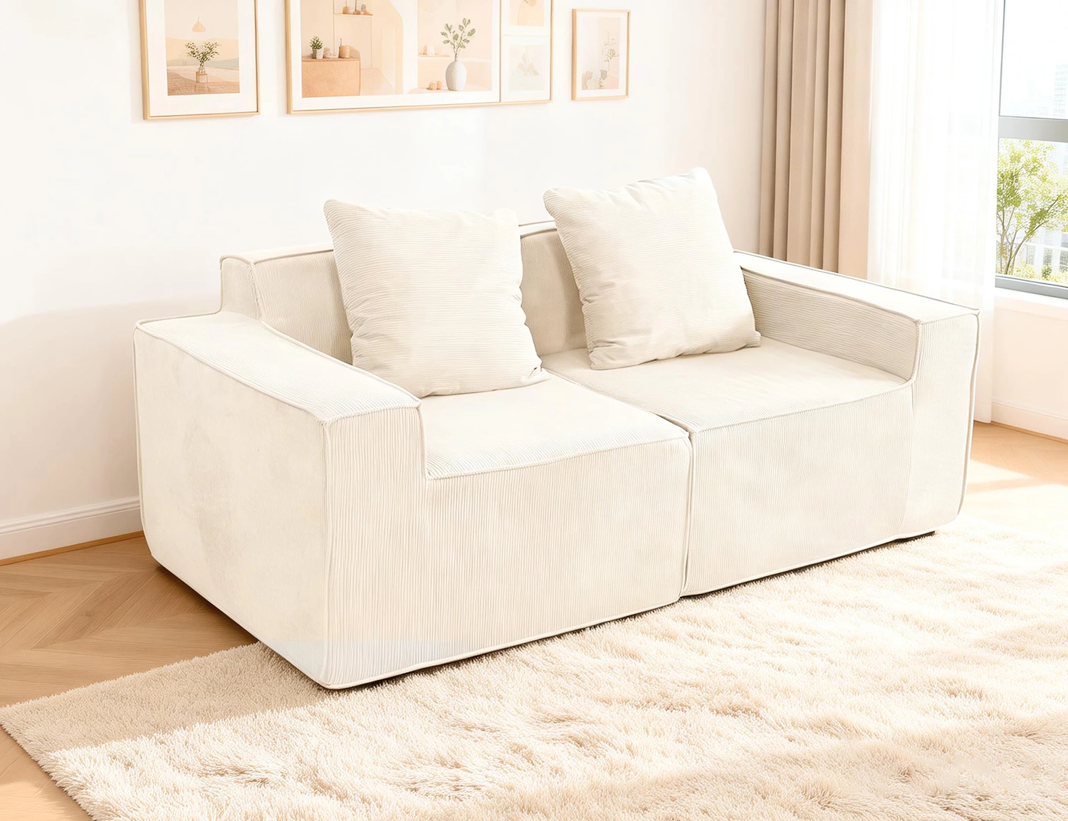 Cord-Fabric Compressible Sofa view 13