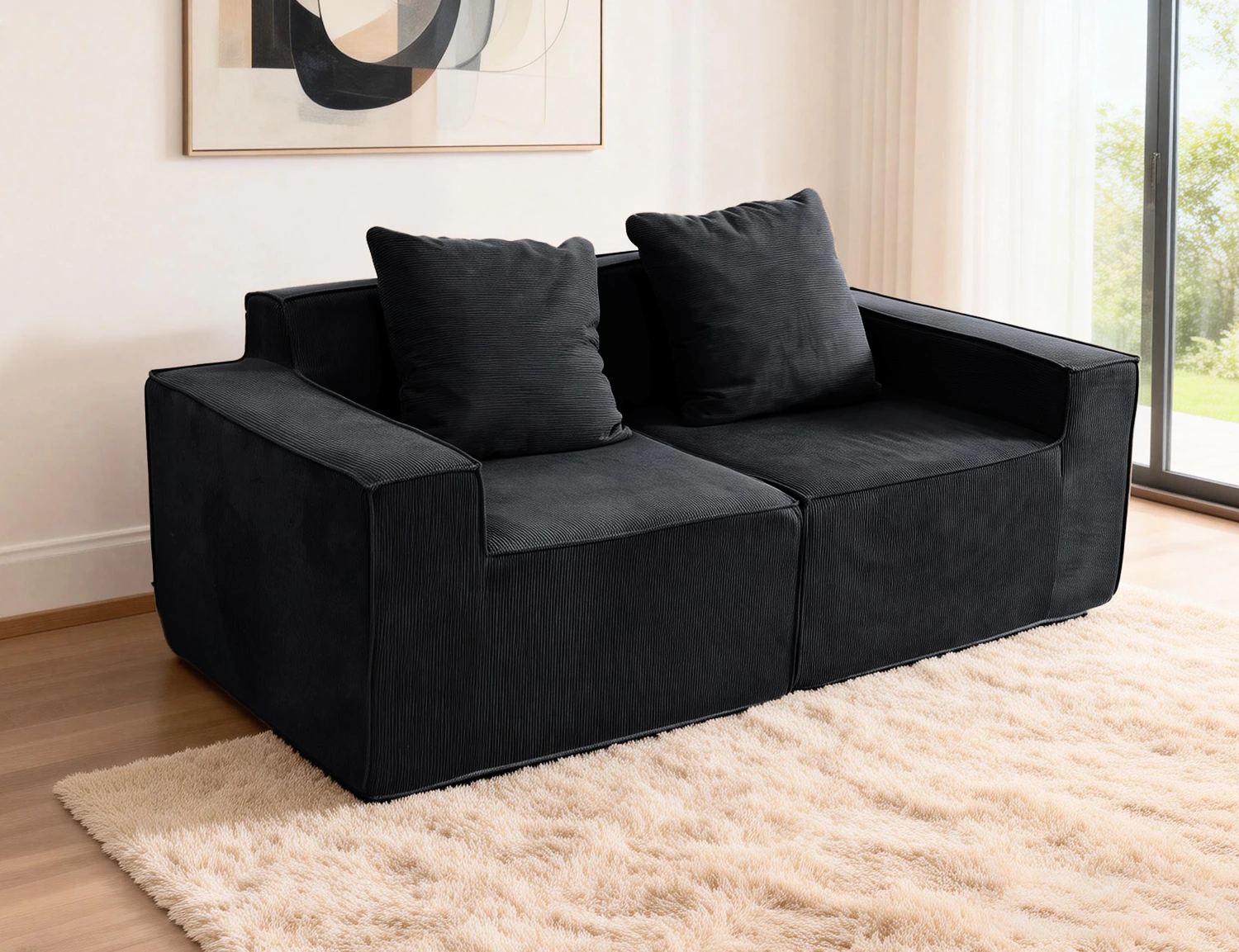 Cord-Fabric Compressible Sofa view 23