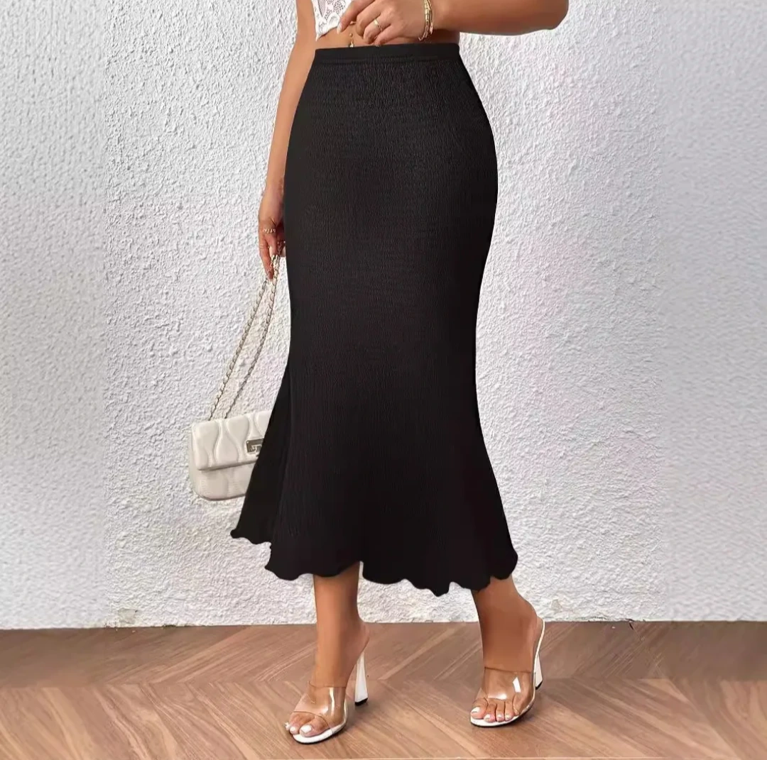 Crinkle-Texture Mermaid Midi Skirt JSK-SK-2 photo 2