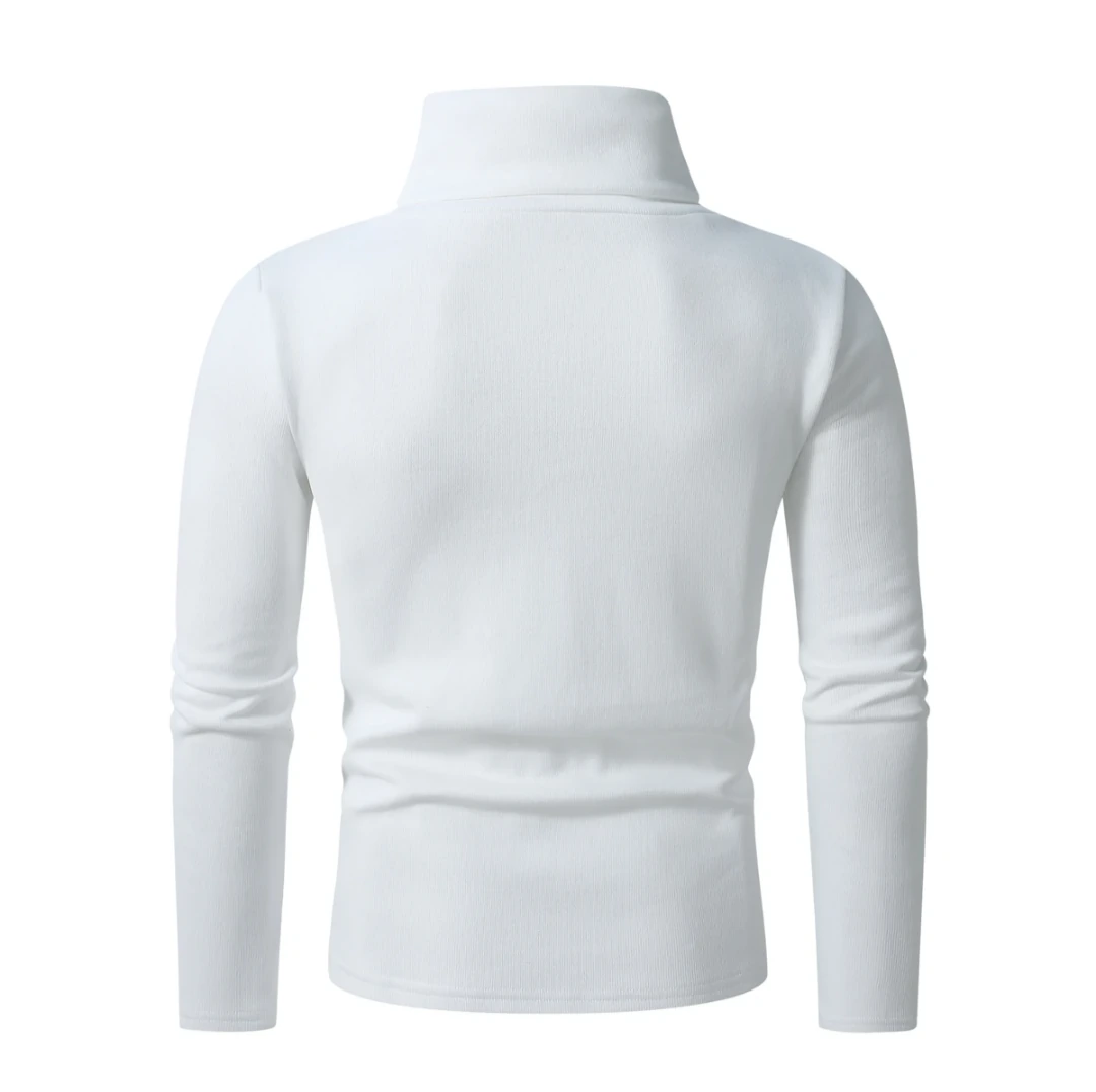 Men's Asymmetric Button-Neck Turtleneck Sweater
