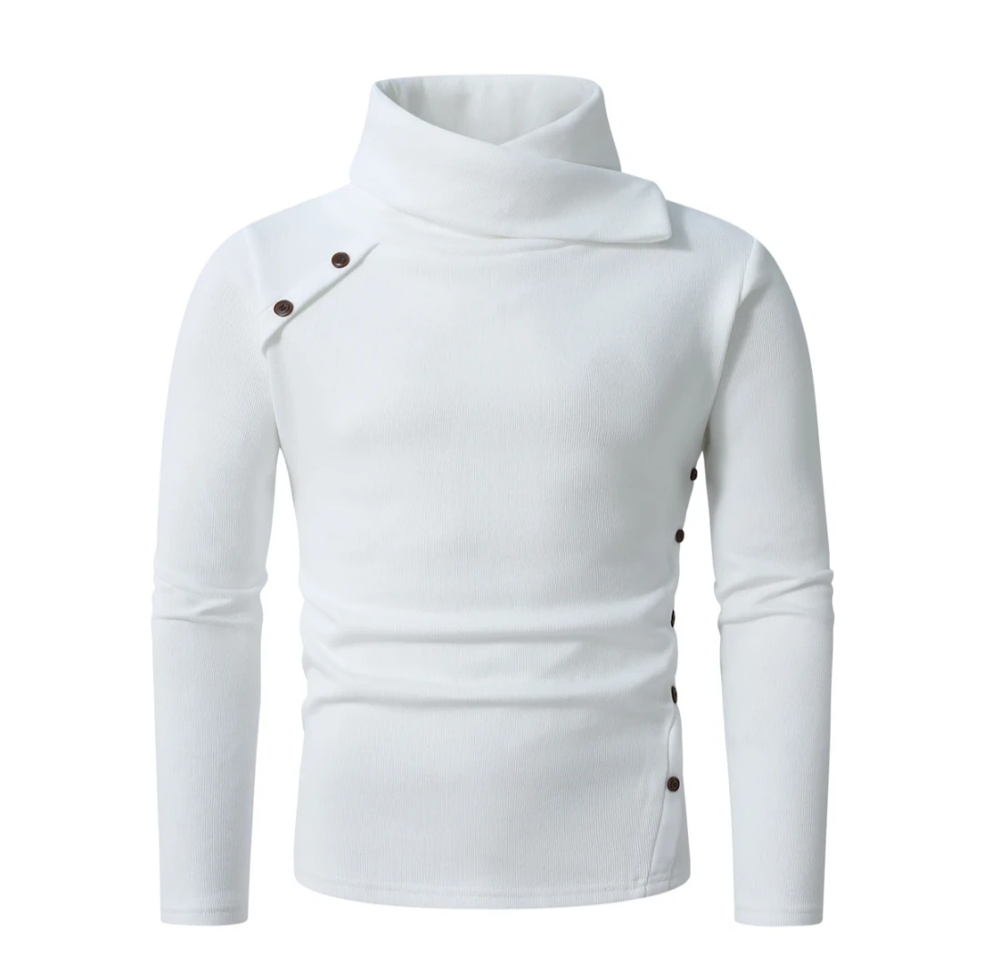 Men's Asymmetric Button-Neck Turtleneck Sweater JSK-SWT-1 photo 2
