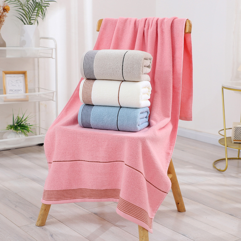 Checked-Border Bath Towel - 70 x 140 cm, 350 g