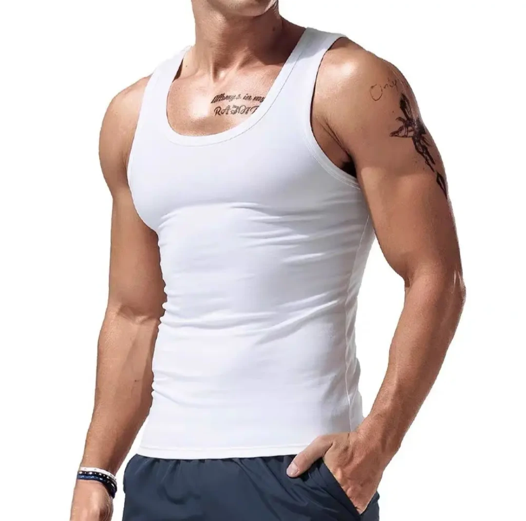 White Mens Sleeveless Vest