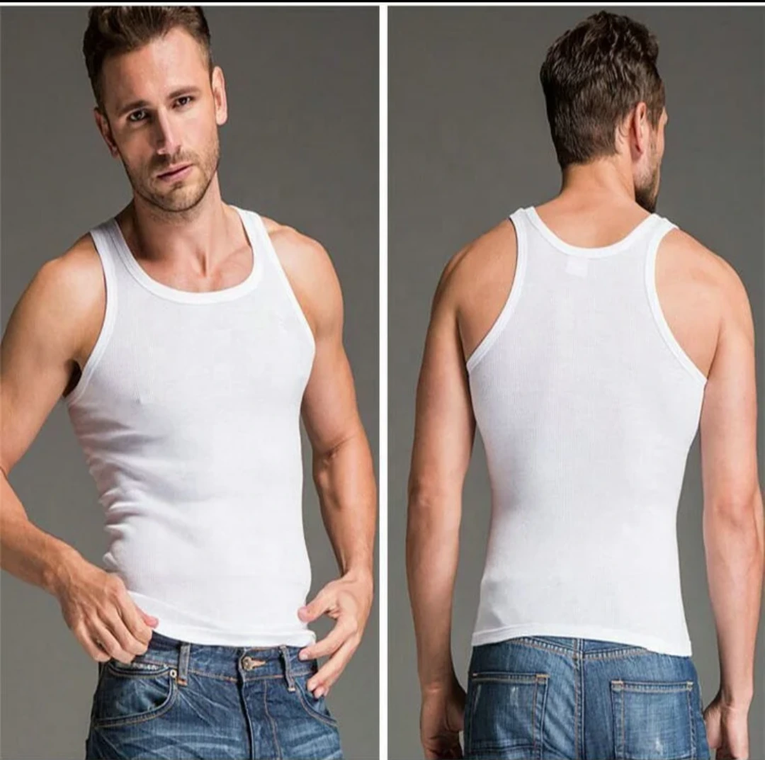 White Mens Sleeveless Vest view 3