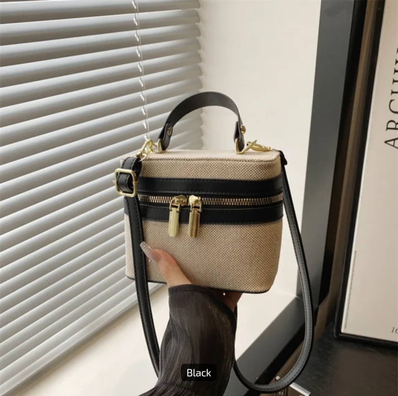 Compact Double-Zip Top-Handle Crossbody Bag view 8