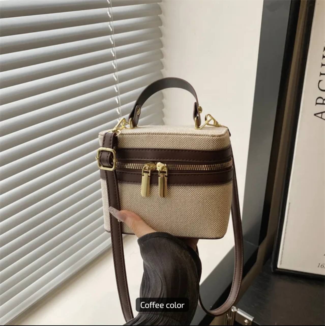 Compact Double-Zip Top-Handle Crossbody Bag view 6