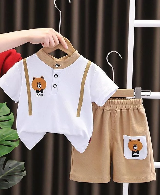 Tan Bear Polo Shorts Set showcase