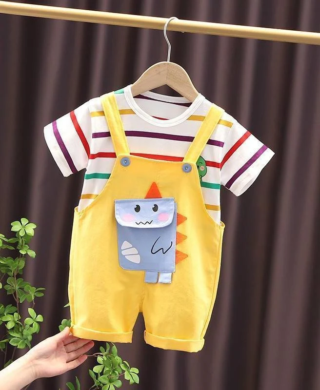 Yellow Dinosaur Short Dungaree Set showcase