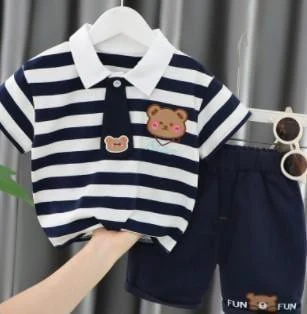 Navy Stripe Monkey Polo Set showcase