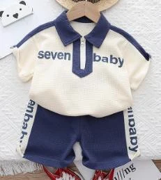 Cream and Navy Textured Polo Set showcase