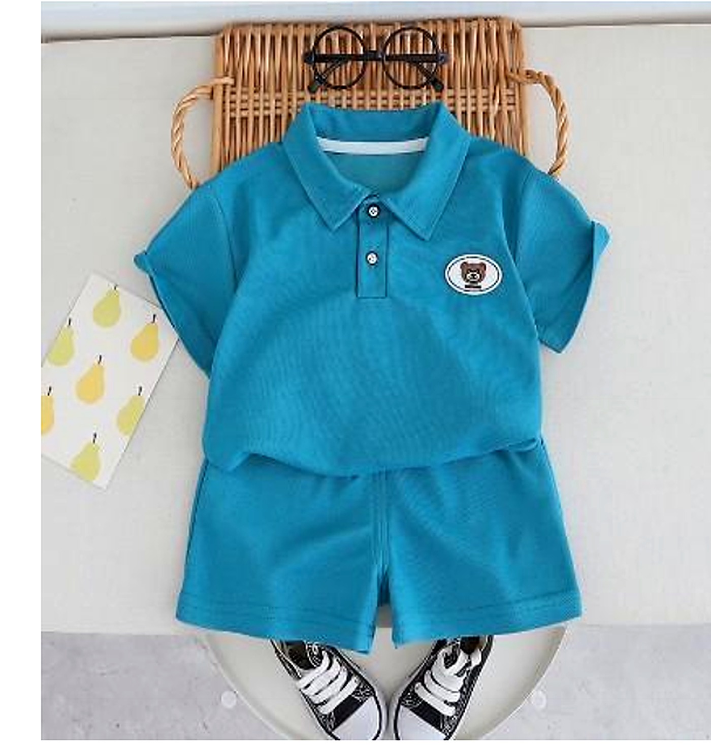 Turquoise Polo and Shorts Set showcase