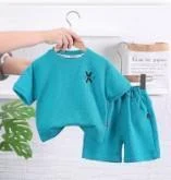 Teal Crew-Neck Tee and Shorts Set showcase
