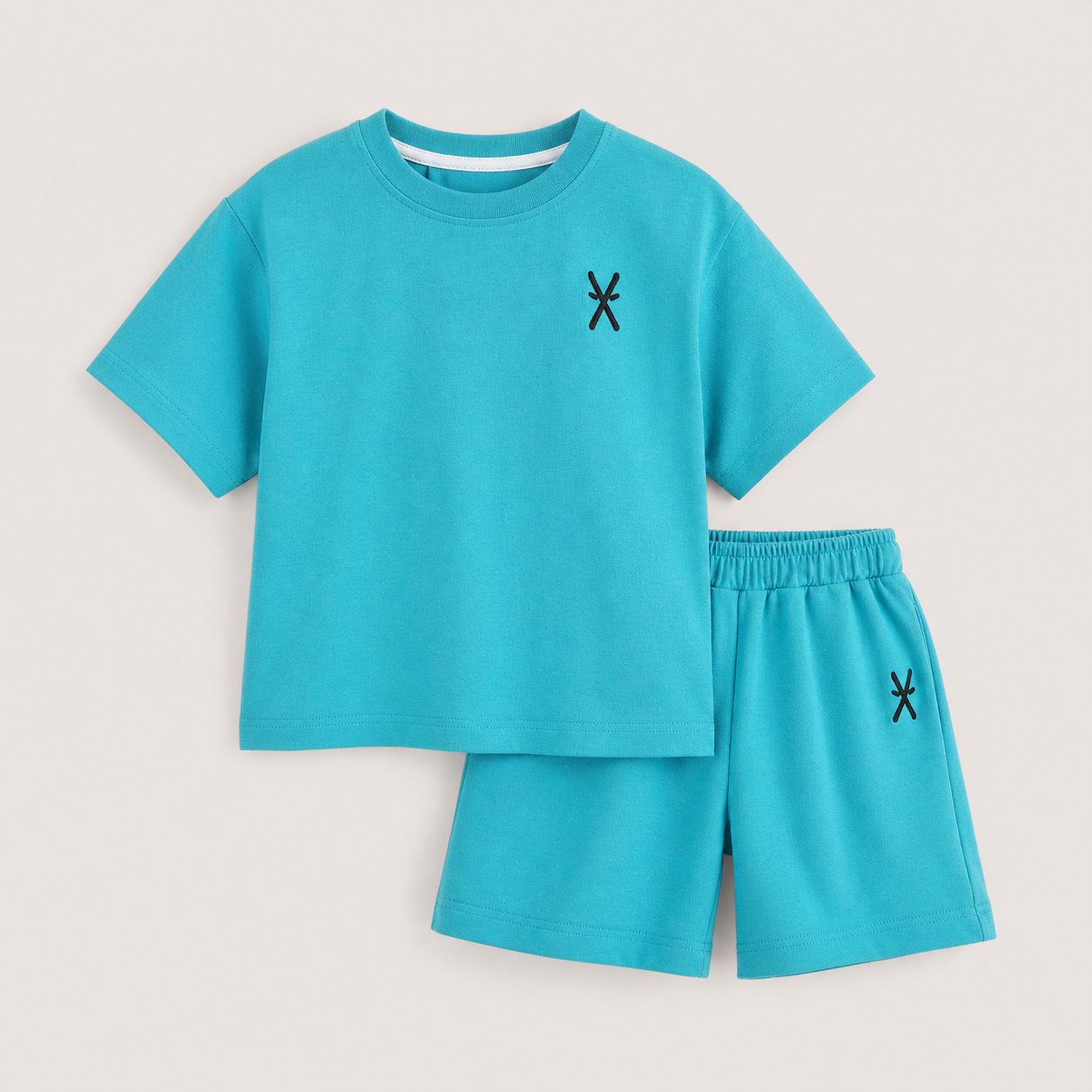 Brown Check-Print Tee and Shorts Set showcase
