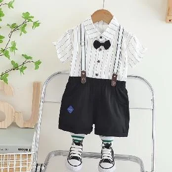 Fine-Stripe Bow-Tie Suspender Set showcase