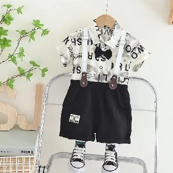 Monochrome Letter Shirt Suspender Set showcase
