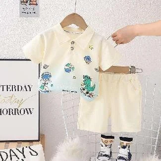 Cream Dinosaur Polo and Shorts Set showcase