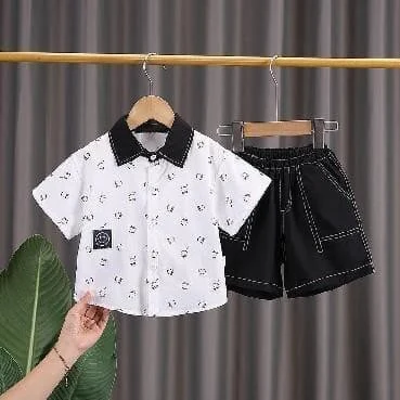 White Doodle Shirt and Black Cargo Set showcase