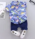Blue Dinosaur Print Shirt Navy Set showcase