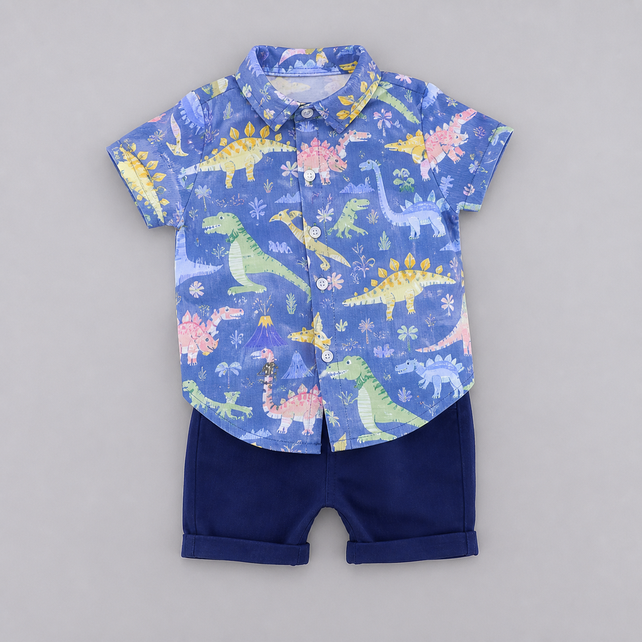 Blue Dinosaur Print Shirt Navy Set showcase