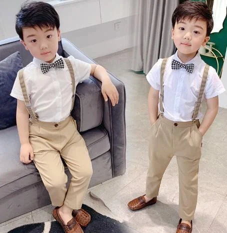 Beige Trouser Bow-Tie Suspender Outfit showcase