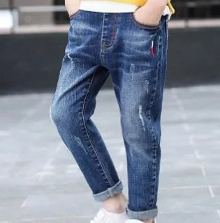 Mid-Blue Distressed Cuff Jeans showcase