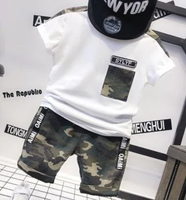 White Tee and Camo Shorts Set showcase