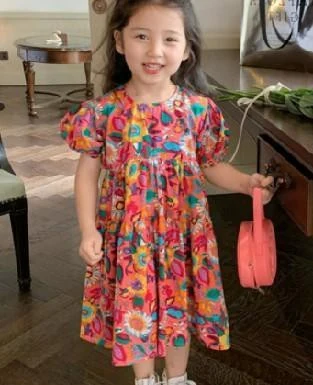 Rainbow Garden Gathered Dress showcase