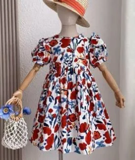 Red Poppy Puff-Sleeve Dress showcase