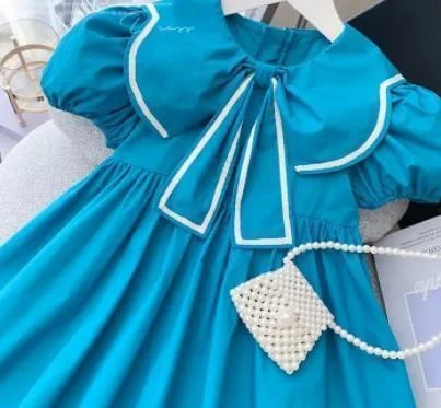 Turquoise Sailor-Collar Bow Dress showcase
