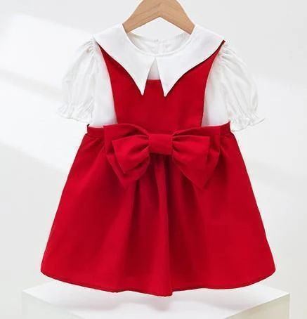 Red Pinafore Bow Dress showcase