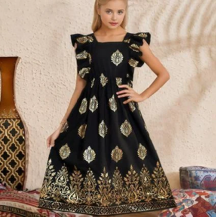 Black Gold Leaf Maxi Dress showcase