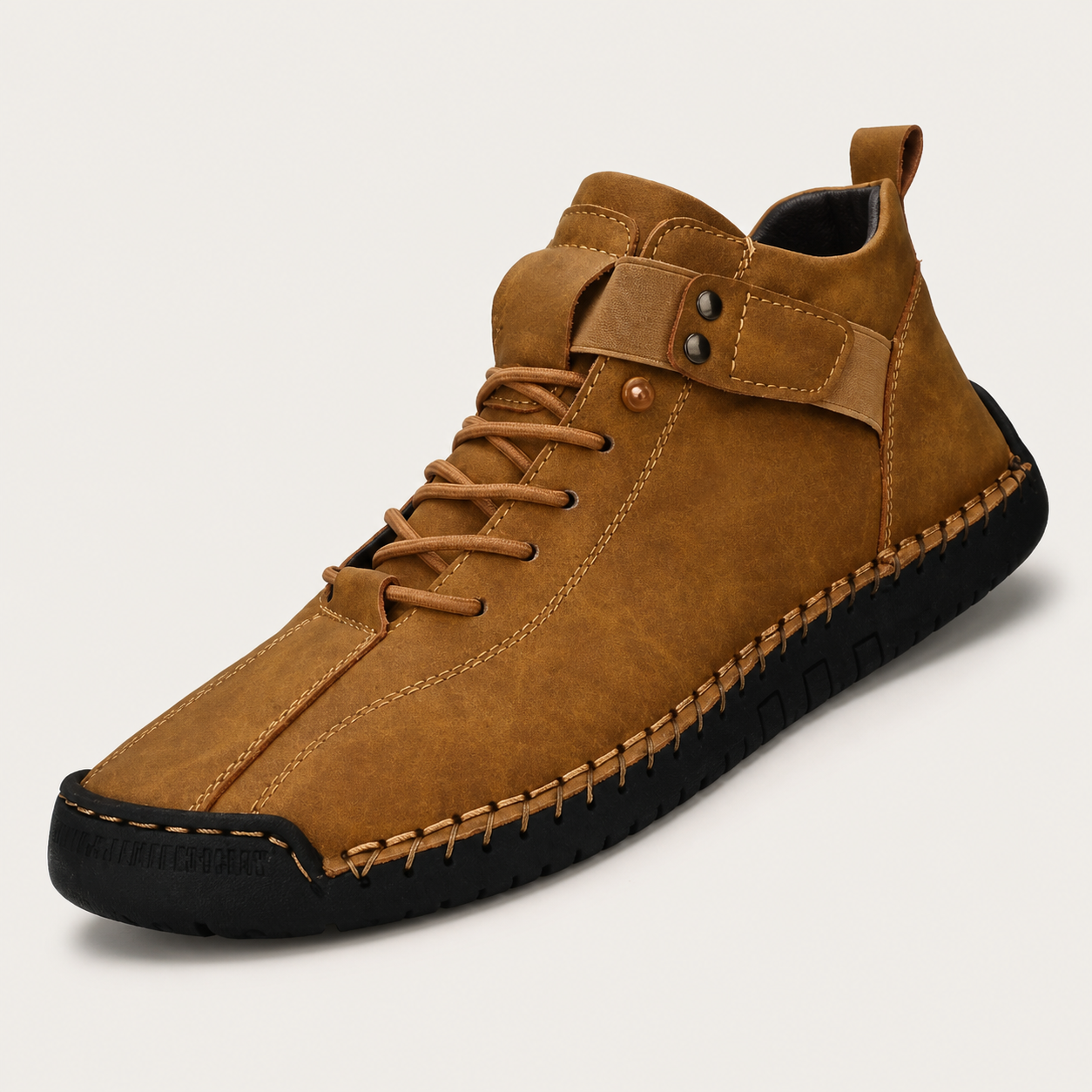 Tan High-Top Strap Shoes showcase