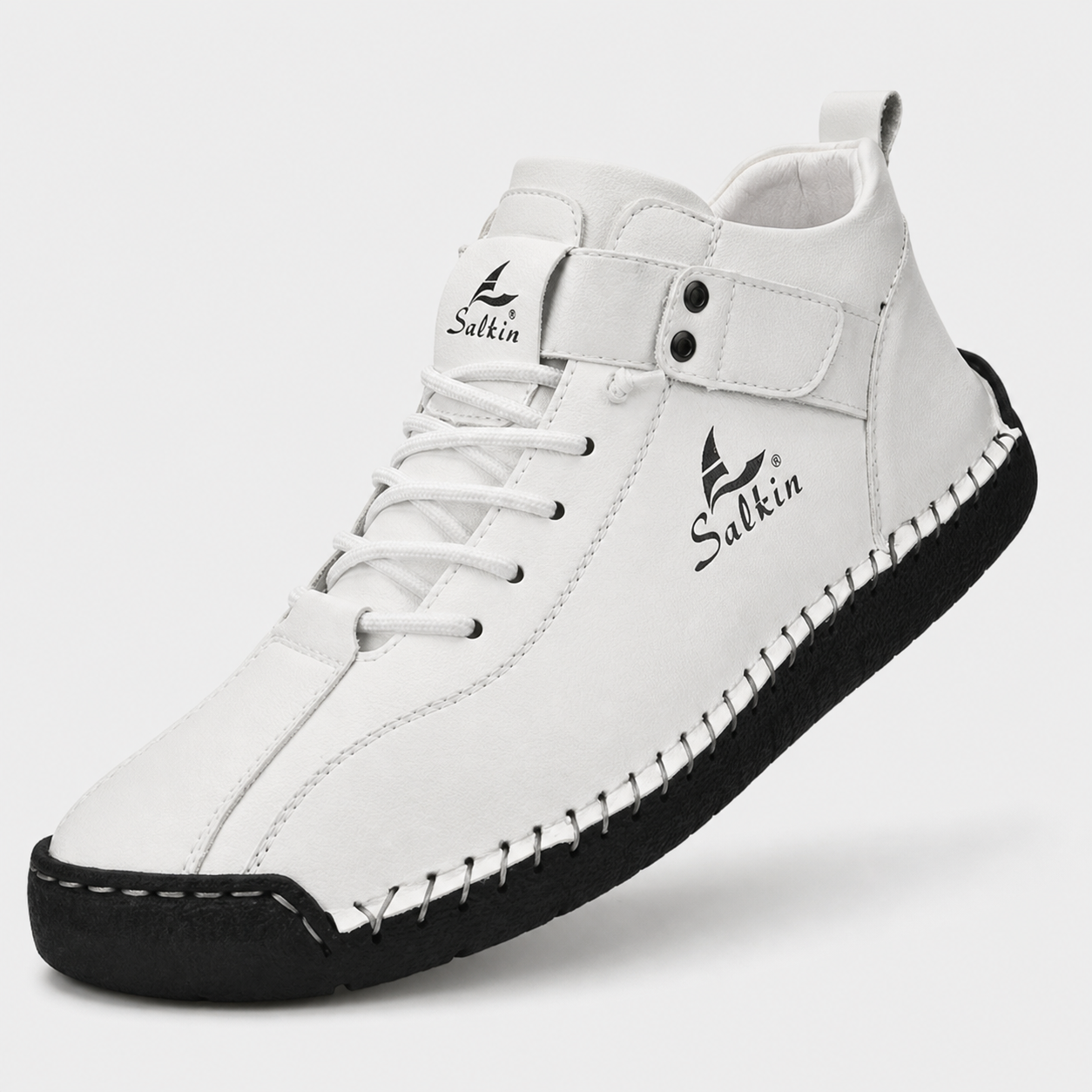 White High-Top Strap Shoes showcase