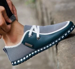 Teal Grey Slip-On Deck Shoes showcase