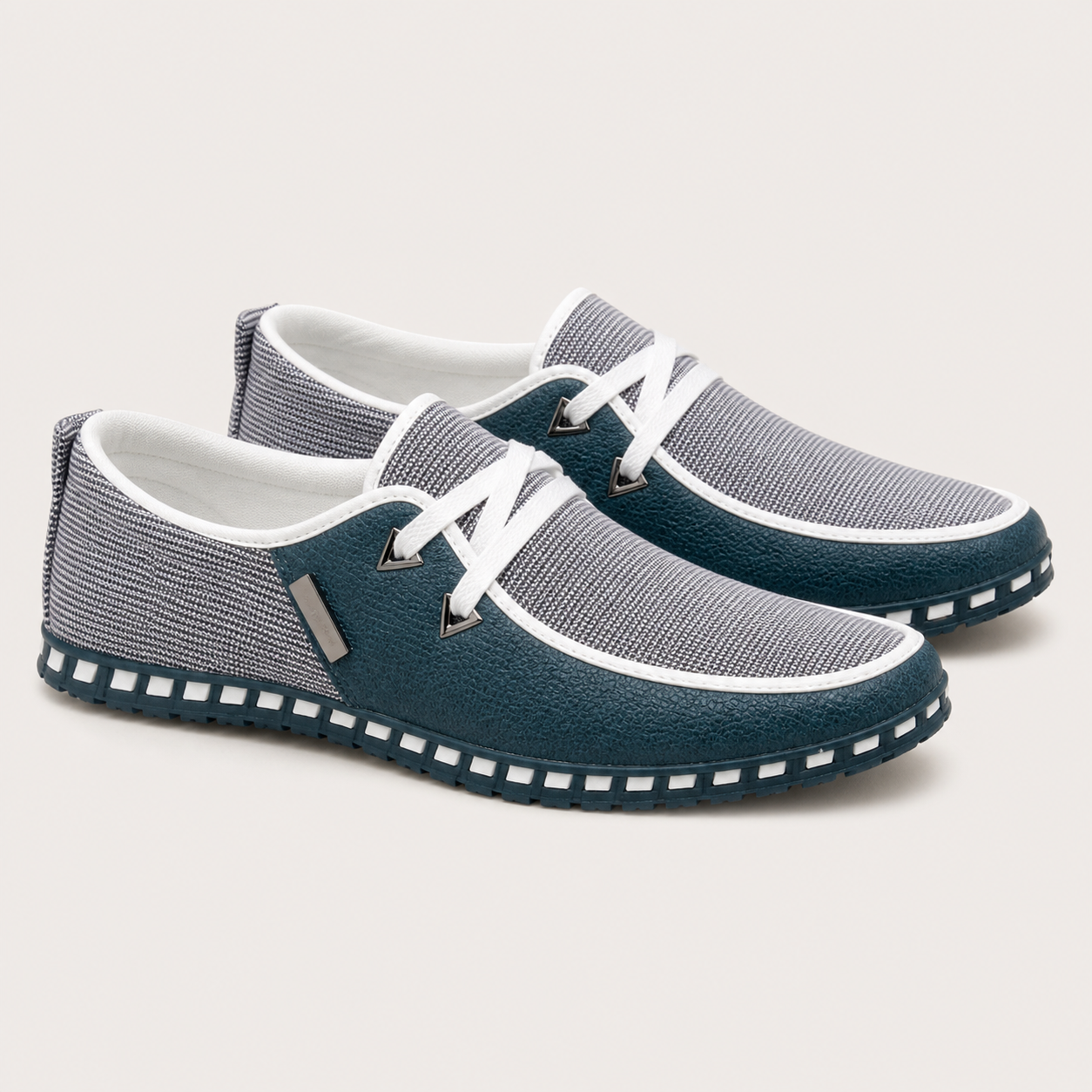 Teal Grey Slip-On Deck Shoes showcase