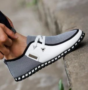 White Grey Slip-On Deck Shoes showcase