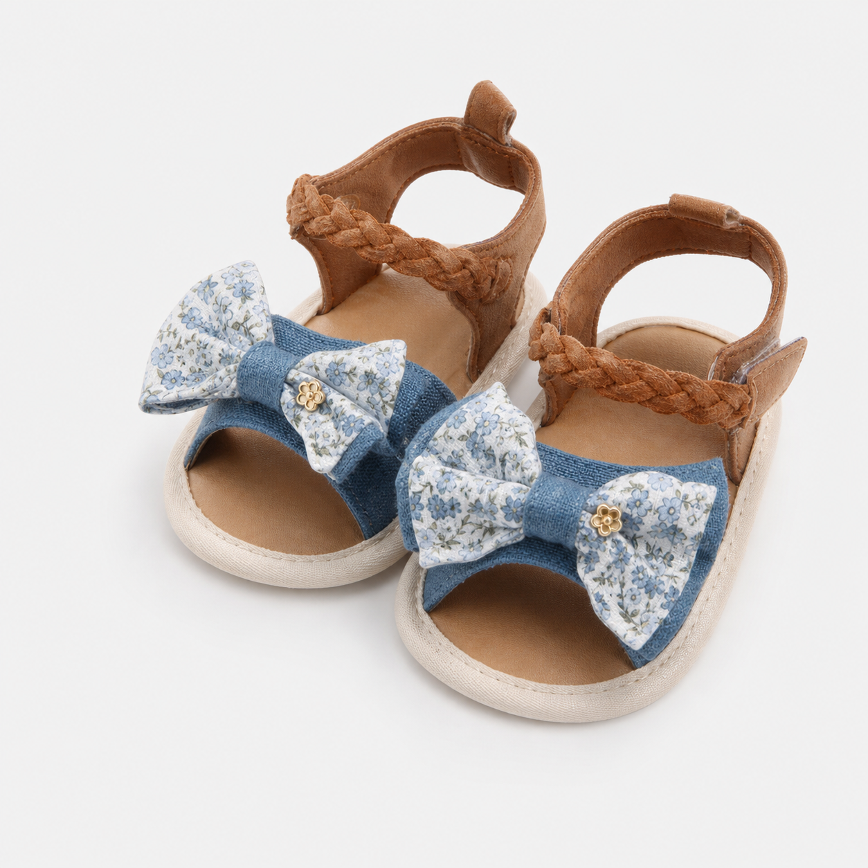 Blue Bow Ankle-Strap Sandals showcase