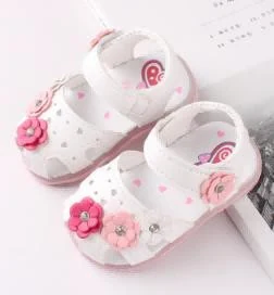 White Pink Flower Sandals showcase