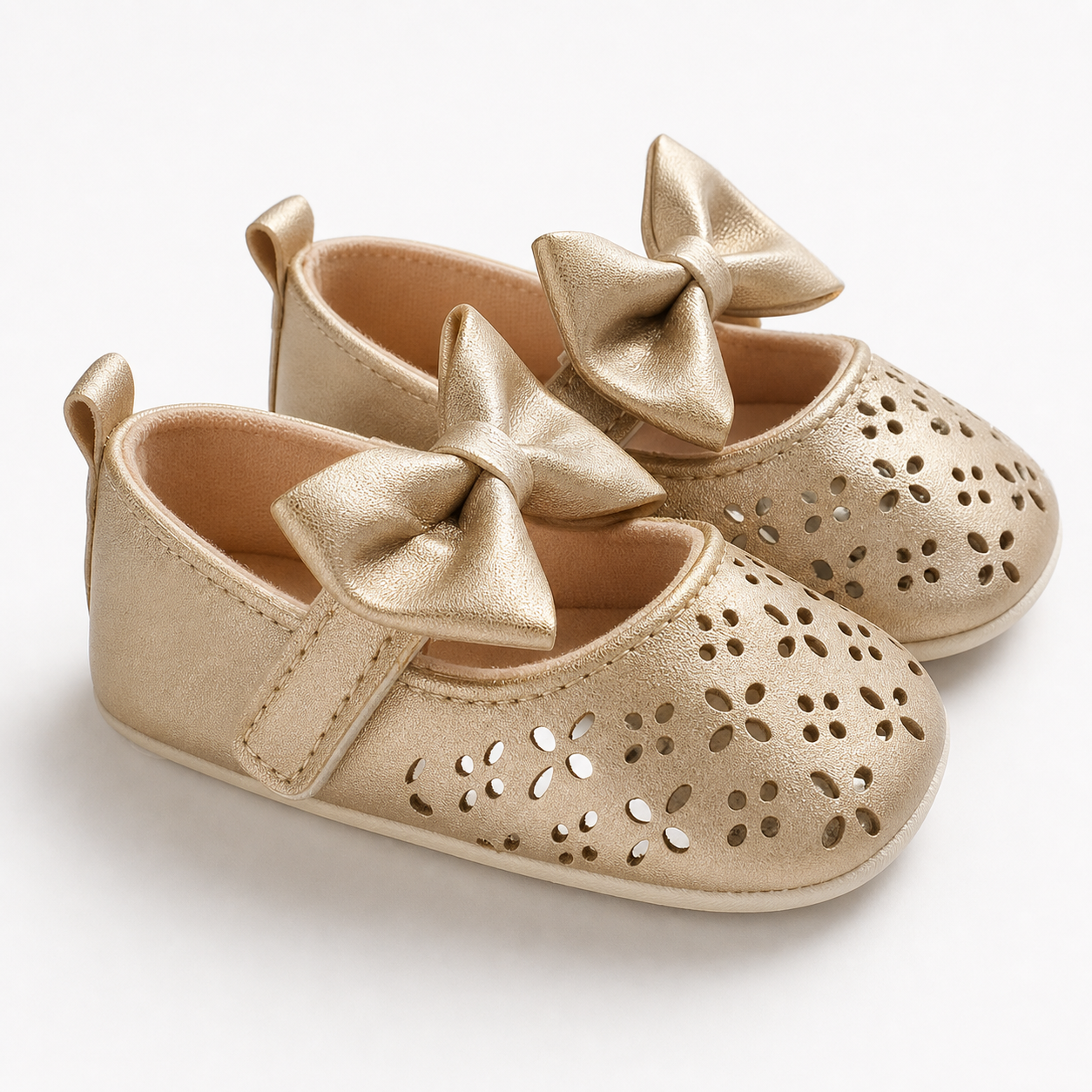 Gold Bow Cutout Shoes showcase