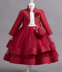 Burgundy Tiered Dress and Jacket Set showcase