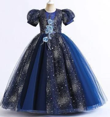 Midnight Blue Starry Rose Gown showcase