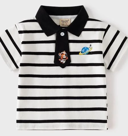 Black White Space-Stripe Polo showcase