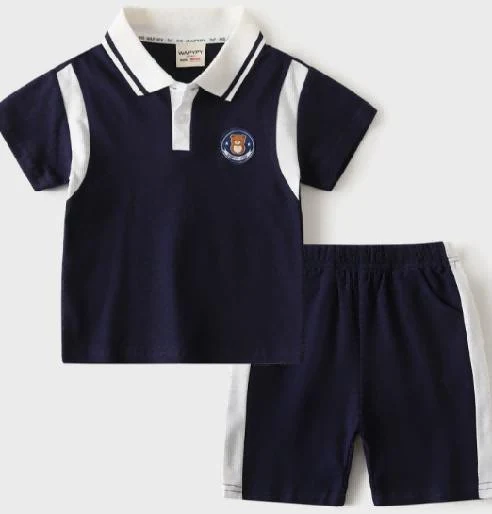 Navy Sport-Panel Polo Shorts Set showcase