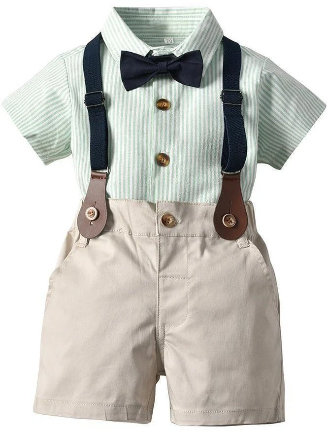 Mint Stripe Bow-Tie Suspender Set showcase