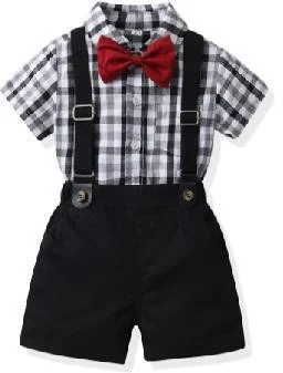 Black Check Bow-Tie Suspender Set showcase